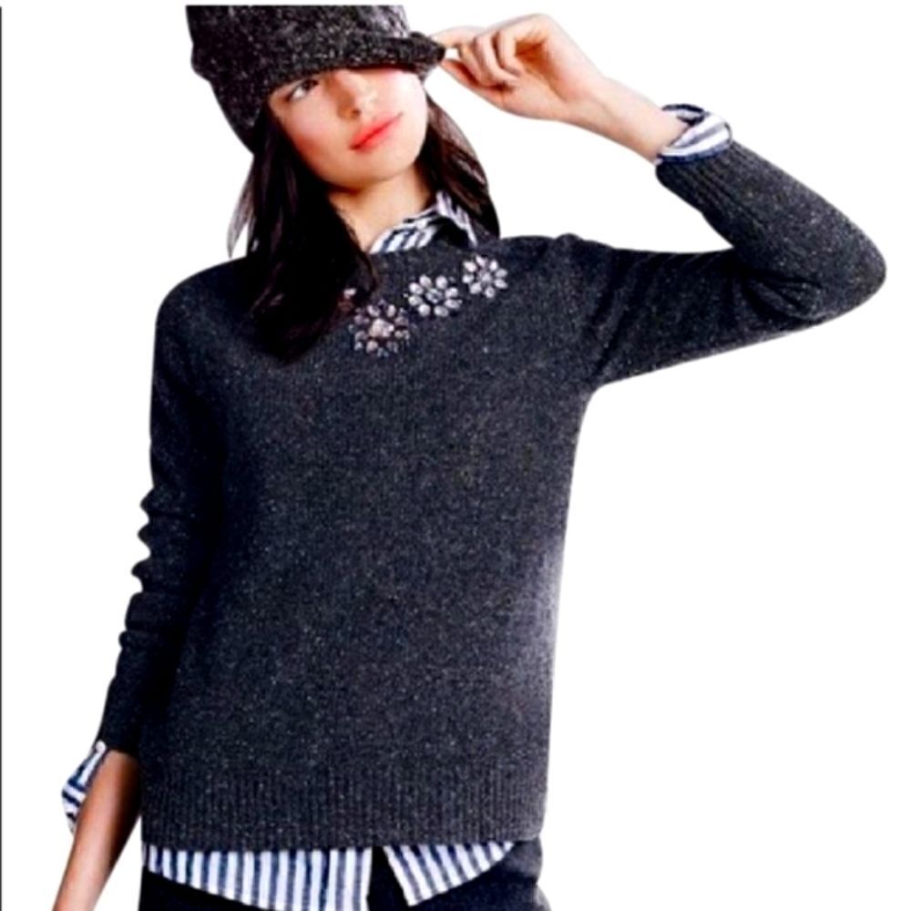 J CREW Lambswool Donegal Jeweled Sweater XSMALL